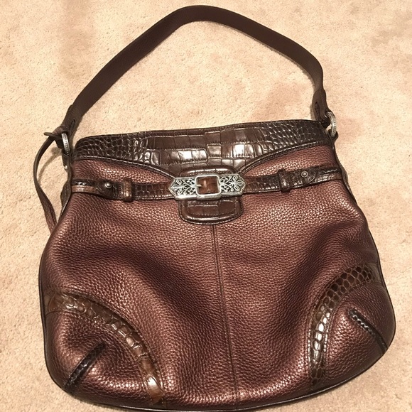 Brighton “Delina” Shoulder  Bronze Leather Bag - Picture 2 of 8